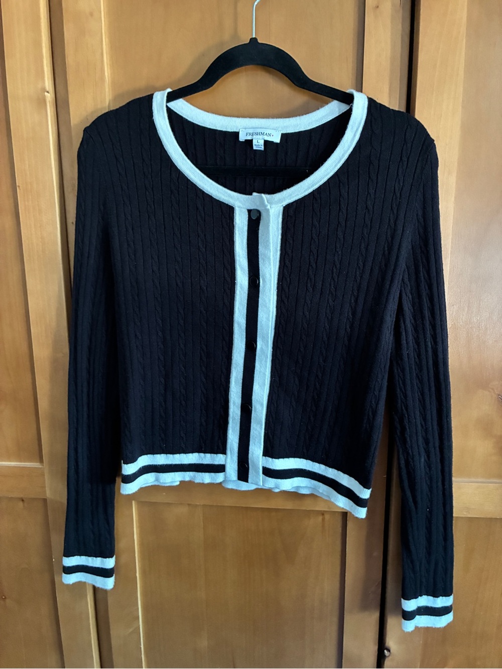 Freshman Black Cardigan with White Trim #74